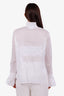 Pre-Loved Chanel™ 2021 White Cotton Sheer Ruffled Button Up Blouse Size 34