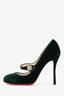 Escarpins Mary Jane Christian Louboutin en velours vert à boutons, pointure 37,5