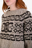 Celine Taupe/Brown Wool 'Triomphe Fair' Long Sleeve Crewneck Sweater Size XS