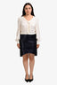Tom Ford Metallic Dark Blue Crocodile Embossed Skirt Size 44