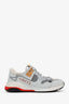 Gucci Silver Metallic Calfskin Glitter Mesh Mens Ultrapace Sneakers Size 6