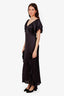 Maje Black Satin Ruffled Maxi Dress Size 36