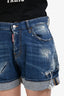 DSquared Blue Denim Dark Wash Distressed Jean Shorts Size 40