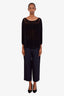 Chloe Black Silk Blend Wide Leg Cropped Trousers Size 38