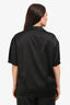 Dries Van Noten Black Satin Blouse with Green Sequin Detail Size 40