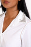 Prada White Cotton Embellished Collared Button Down Shirt Size 40