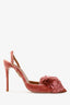 Aquazzura Pink Velvet Puff Sling Back Heels Size 37