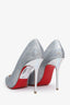 Christian Louboutin Silver Sequin Pointed Toe Heels Size 36.5
