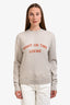 Loewe Beige Wool 'Right On Time Loewe' Logo Crewneck Long Sleeve Sweater Size S