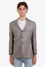 Pal Zileri Grey/Blue Cashmere & Silk Single Breasted Blazer Size 48 Mens