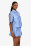 Sandro Periwinkle Blue Nylon Button Down + Shorts Set Size XS