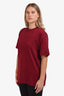 Gucci 2025 Burgundy Red Logo Embroidered Short Sleeve T-Shirt Size M