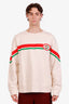 Pull Gucci beige en coton à col ras du cou avec logo GG, taille XXL, homme