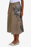 Christian Dior 2022 Brown Denim Embroidered Cargo Midi Skirt Size 4