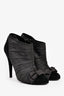 Pre-Loved Chanel™ Grey/Black Satin Suede Peep-Toe Bow Ankle Booties Size 40