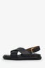 Marni Black Leather 'Fussbett' Criss Cross Sandals Size 40