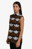 Prada 2020 Brown/Black/White Printed Cotton Button Down Top Size 38