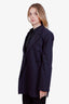 Ganni Navy/Red Pinstripe Double Breasted Oversized Blazer Size 38