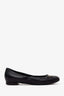 Pre-Loved Chanel™ Black Leather CC Logo Chain Ballet Flats Size 39.5