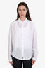 Raquel Allegra White Cotton Muslin Raw Edge Blouse Size 2