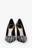 Christian Dior Black/White Embossed Python Leather Houndstooth Stiletto Heel Size 36.5