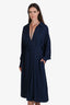 Gucci Navy Silk Horsebit Jacquard Long Sleeve Belted Dress Size 42