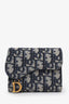 Christian Dior 2019 Navy Oblique Jacquard Saddle Lotus Wallet