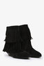 Saint Laurent Black Suede Fringe Ankle Boots Size 36