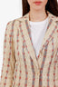 Etro Nude Striped Embroidered Cotton Blazer Size 44