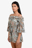 Zimmermann Blue/Pink Silk Floral Off the Shoulder Mini Dress Size XS