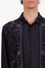 Versace Black Silk Patterned Button Down Shirt Size 45 Mens