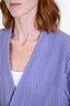 Issey Miyake Homme Plisse Purple Pleated Padded Shoulder Midi Cardigan Size 3