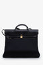 Hermès 2022 Black Canvas Leather Herbag 38