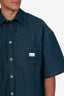 Gucci Blue Denim Oversized Short Sleeve Shirt with Web Label Size 50 Mens