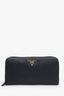 Prada Black Saffiano Leather Long Zip Wallet