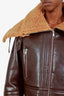 Camela Coelho Brown Faux Shearling and Leather Cropped 'Elba' Jacket Size XXS