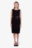 Pre-loved Chanel™ Black Wool Silk Belted Sleeveless Midi Dress Size 40
