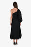Ulla Johnson Black One-Shoulder Ruffle Detail Midi Dress Size 8