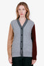 Celine Grey Colourblock Wool Cardigan Size S