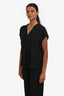 Vince Black Silk V-Neck Short Sleeve Top Size XS