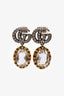Gucci Gold Tone Crystal 'GG' Drop Earrings