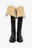 Celine Black Leather Shearling Lined Tall Boots Size 39