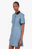 Gucci Blue GG Logo Lamé Dress With Detachable Collar Size 40