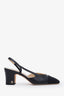 Pre-loved Chanel™ Black Leather Cap Toe CC Slingback Pumps Size 36