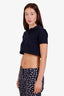 Saint Laurent Navy Cropped Logo Polo Size S