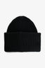 Acne Studios Black Wool Embroidered Face Logo Ribbed Beanie