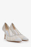 Jimmy Choo Silver Glitter Tulle Heels Size 35.5