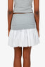 Miu Miu 2025 Grey/White Poplin Jersey Mini Skirt Size 36
