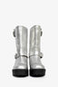 Moschino Jeans Metallic Silver Leather Buckle Detail Boots Size 38