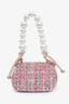 Pre-loved Chanel™ 2019 Pink Tweed Large Pearl Mini Single Flap Handle Bag